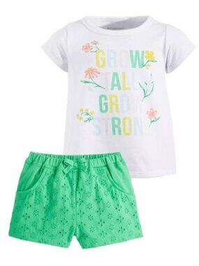 NWT. FIRST IMPRESSIONS Girls Grow Tall Grow Strong 2-Pc Shorts Set